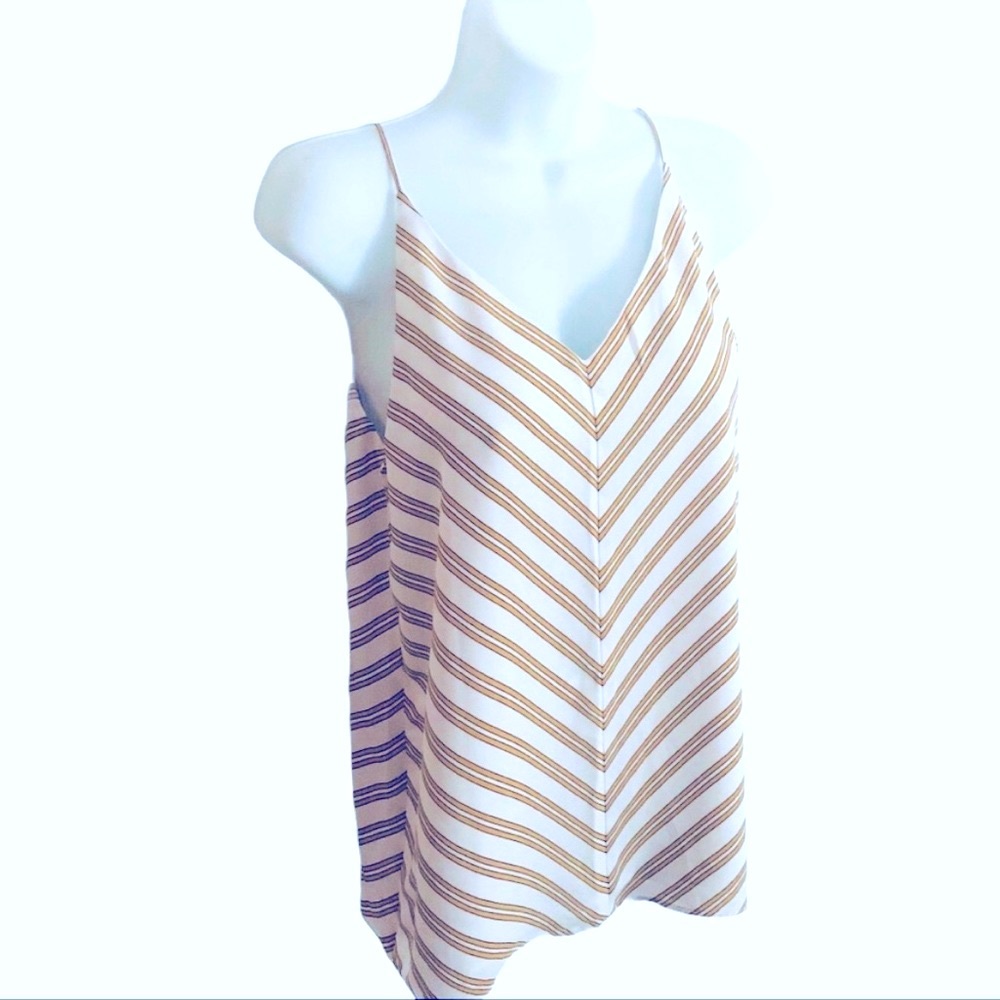 NWT Loft Bar Back Chevron Gold Stripe V-Neck Strappy Sleeveless Cami Tank Small - Picture 4 of 10